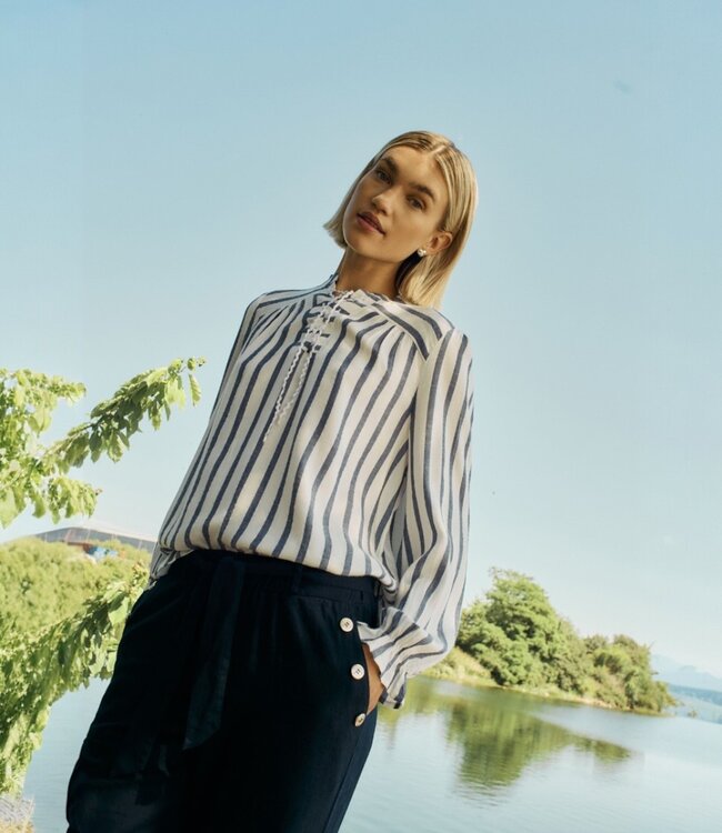 linnen dames broek flaired marine "Lava"