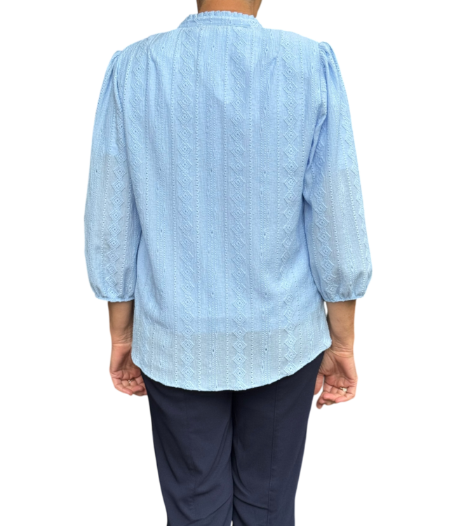 chique dames blouse met knopen "Anjel" blauw