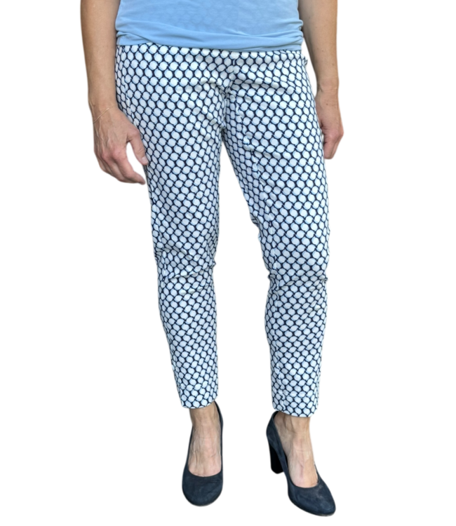 stretch broek dames Pita cirkelprint blauw -  Sensia