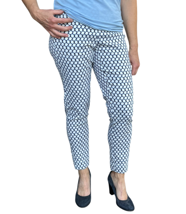 stretch broek dames Pita cirkelprint blauw -  Sensia