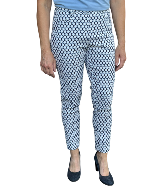 stretch broek dames Pita cirkelprint blauw -  Sensia