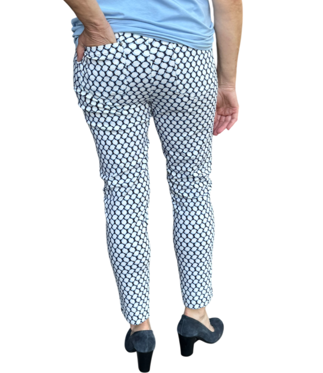 stretch broek dames Pita cirkelprint blauw -  Sensia