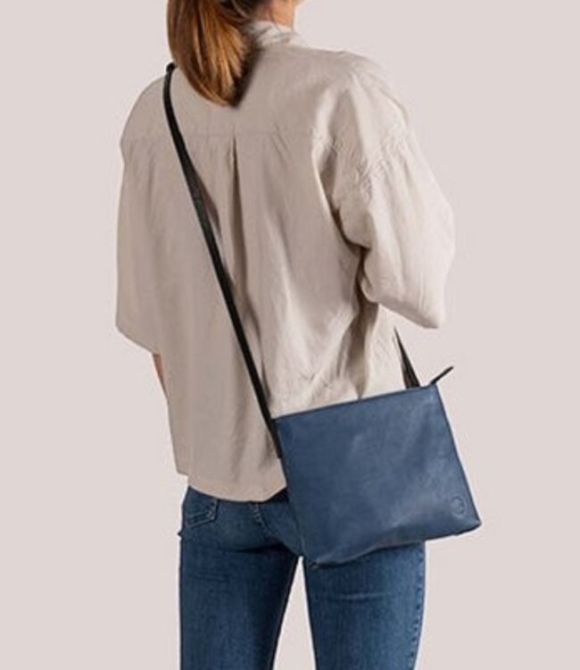 Chaza leren schoudertas ritssluiting small taupe Harold's Lederwaren