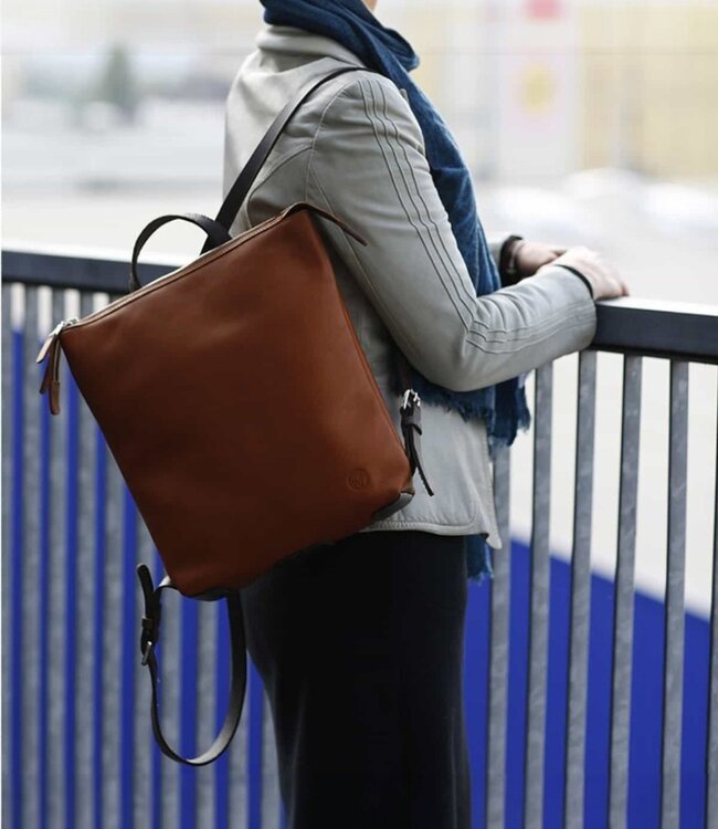 Chaza leren dames rugzak beige