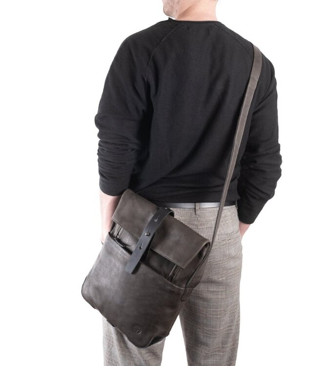 Mount Ivy leren schoudertas small (Crossbag) zwart