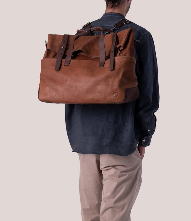 Mount Ivy leren weekender (reistas) groot cognac