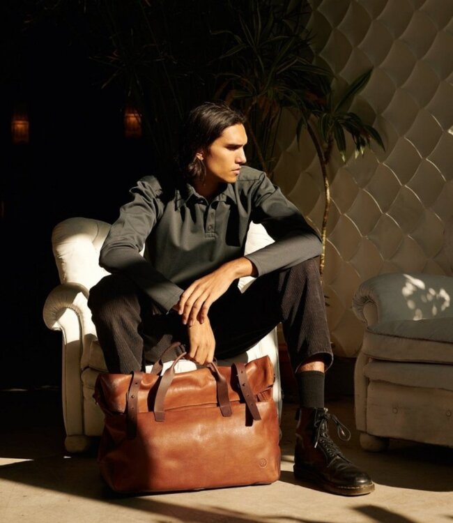 Mount Ivy leren weekender (reistas) groot cognac