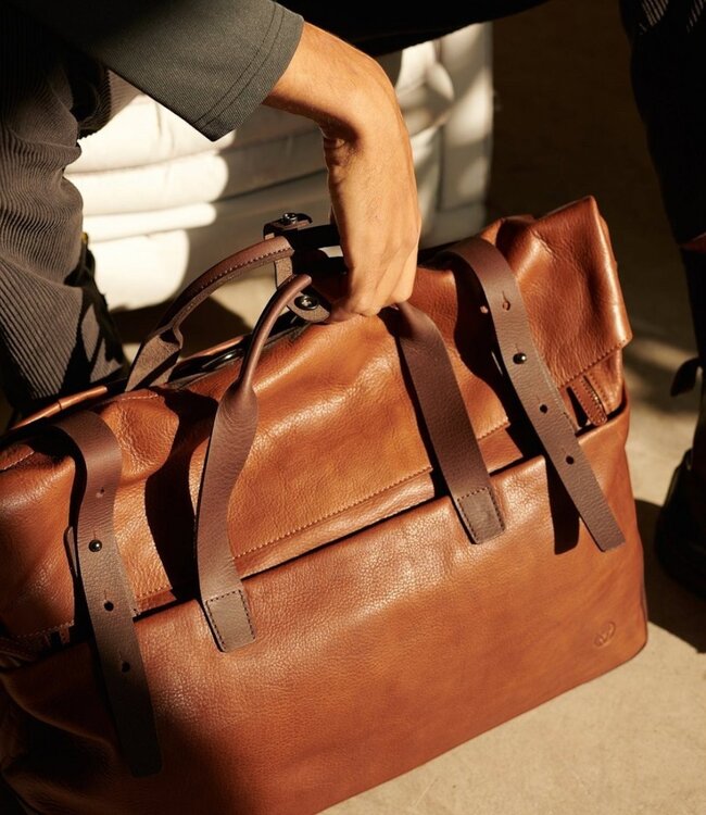 Mount Ivy leren weekender (reistas) groot cognac