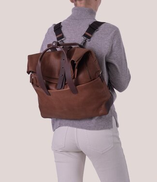 Harold's Lederwaren Mount Ivy rugzak & aktetas (business bag) cognac