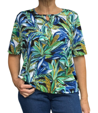 BLAUW dames blouson shirt jungle patroon