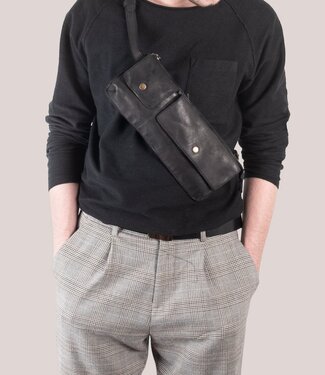 Harold's Lederwaren submarine leren heuptas (beltbag) zwart large
