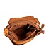 leren schoudertas dames overslag met accenten cognac