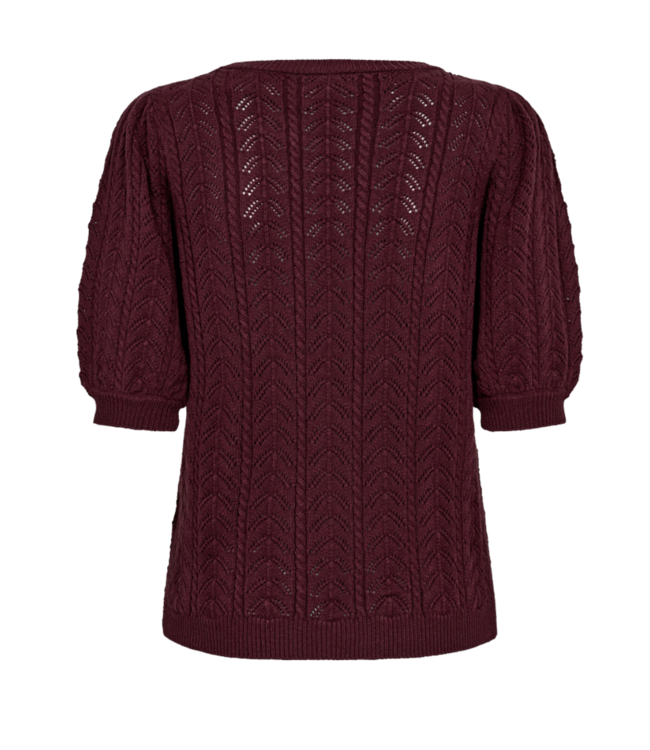dames pullover structuur "Larry" korte mouw bordeaux