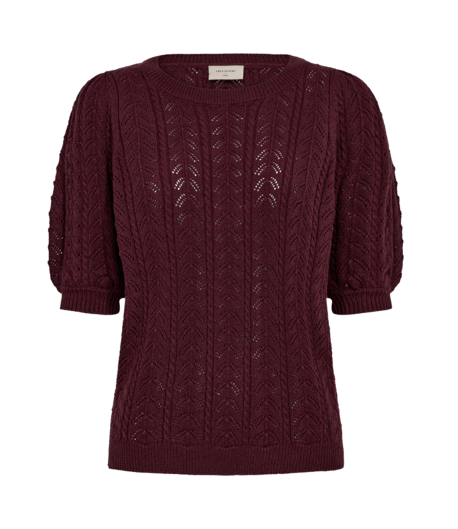 dames pullover structuur "Larry" korte mouw bordeaux