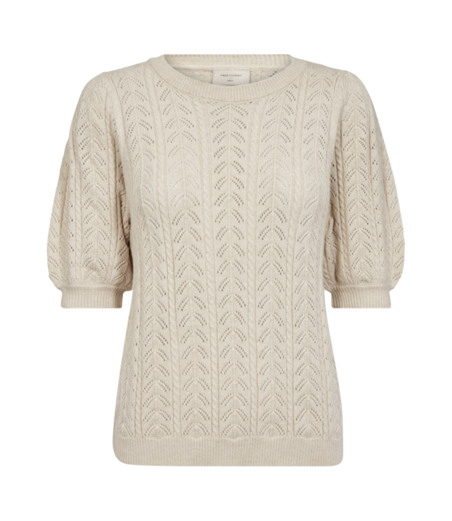 dames pullover structuur "Larry" korte mouw sand