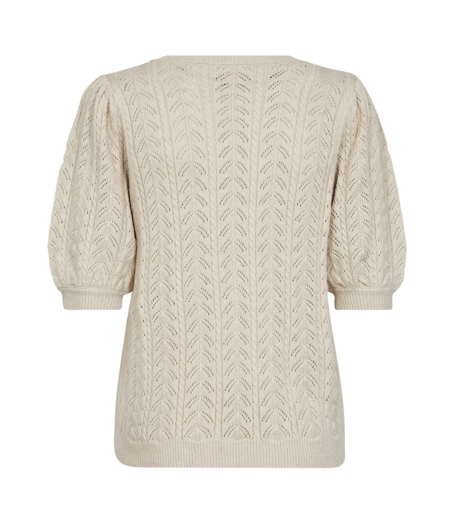 dames pullover structuur "Larry" korte mouw sand