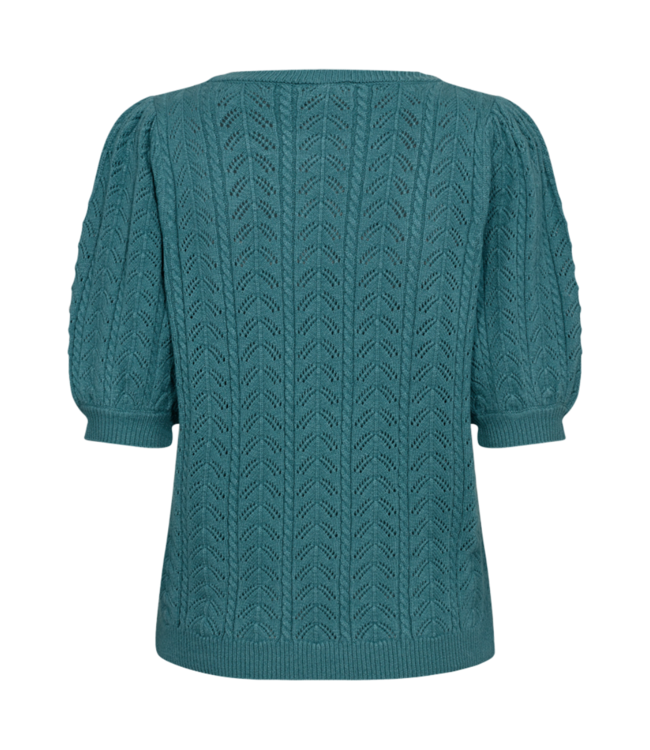 dames pullover structuur "Larry" korte mouw brittany blue