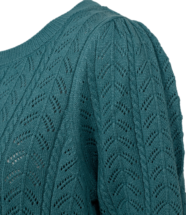 dames pullover structuur "Larry" korte mouw brittany blue
