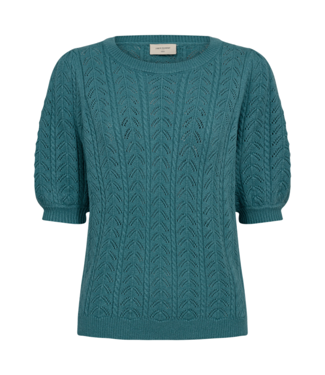 dames pullover structuur "Larry" korte mouw brittany blue