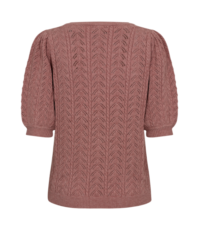 dames pullover structuur "Larry" korte mouw oud- roze