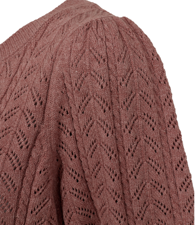 dames pullover structuur "Larry" korte mouw oud- roze