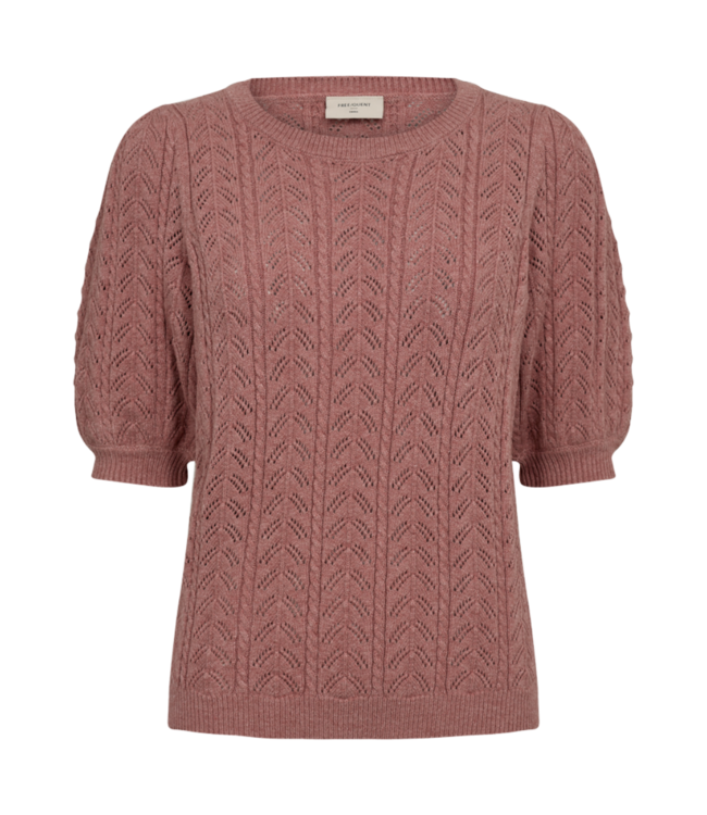 dames pullover structuur "Larry" korte mouw oud- roze