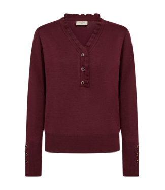 FreeQuent chique dames pullover "Katie" knopen bordeaux