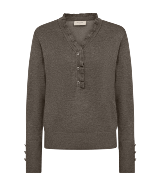 FreeQuent chique dames pullover "Katie" knopen taupe
