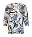 dames blouson shirt elastiek print blauw- beige
