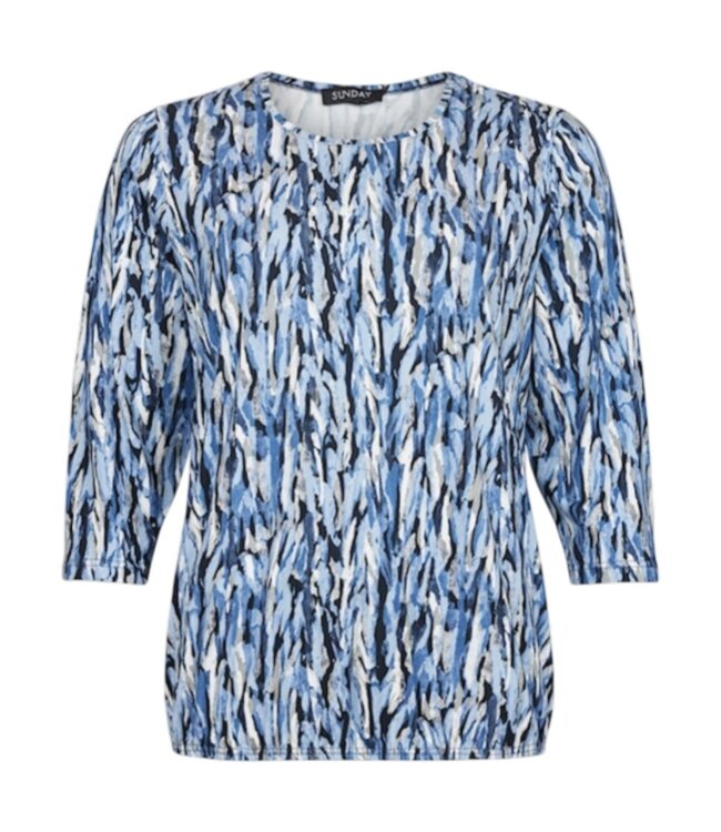 dames blouson shirt elastiek vlammenzee blauw