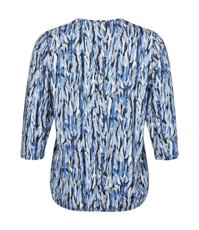dames blouson shirt elastiek vlammenzee blauw