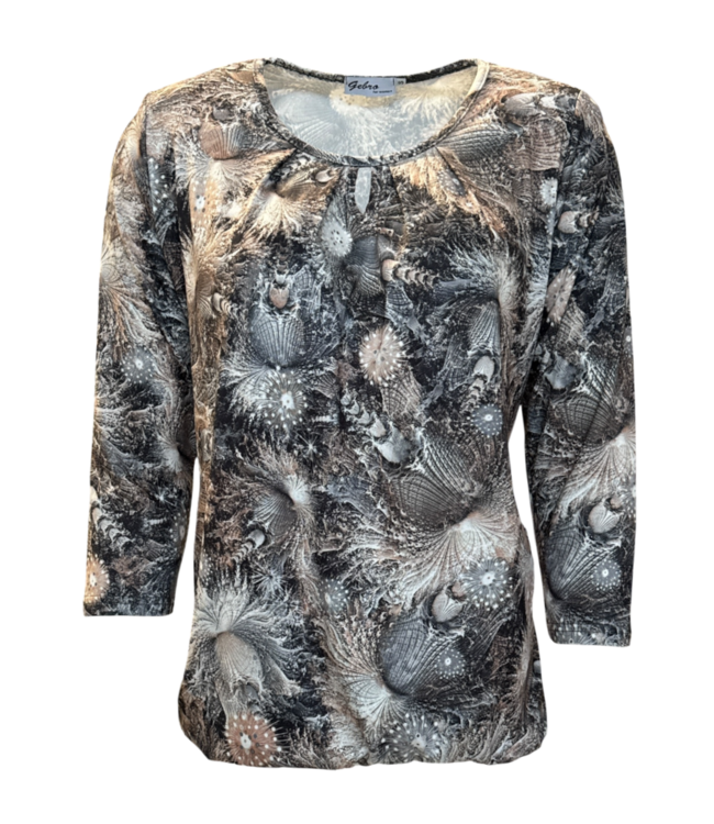 dames blouson shirt koraal beige- grijs