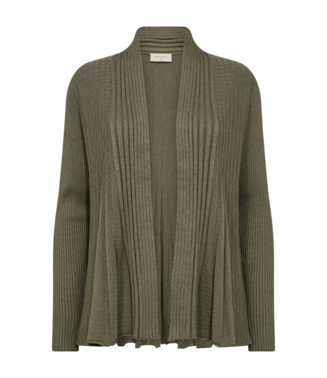 open dames vest plissé "Claudisse" olijfgroen