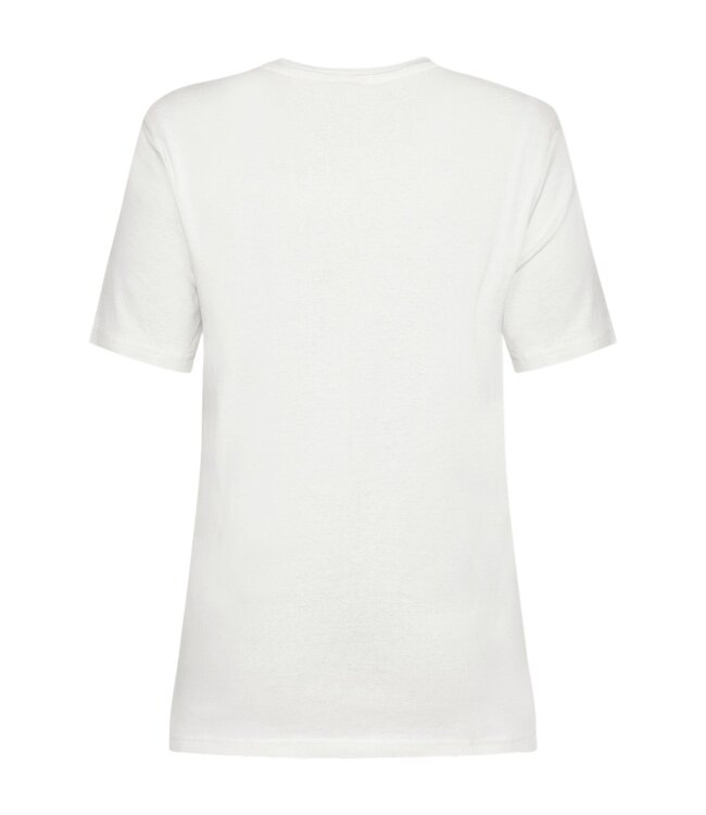 dames t- shirt met opdruk en knopen wit