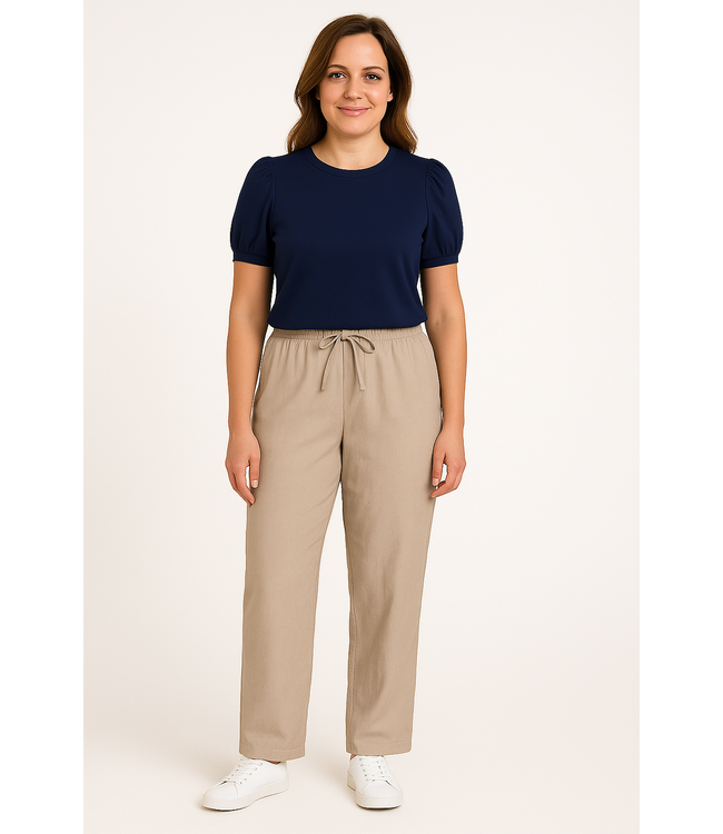 linnen broek dames "Lava" beige - ENKELLENGTE