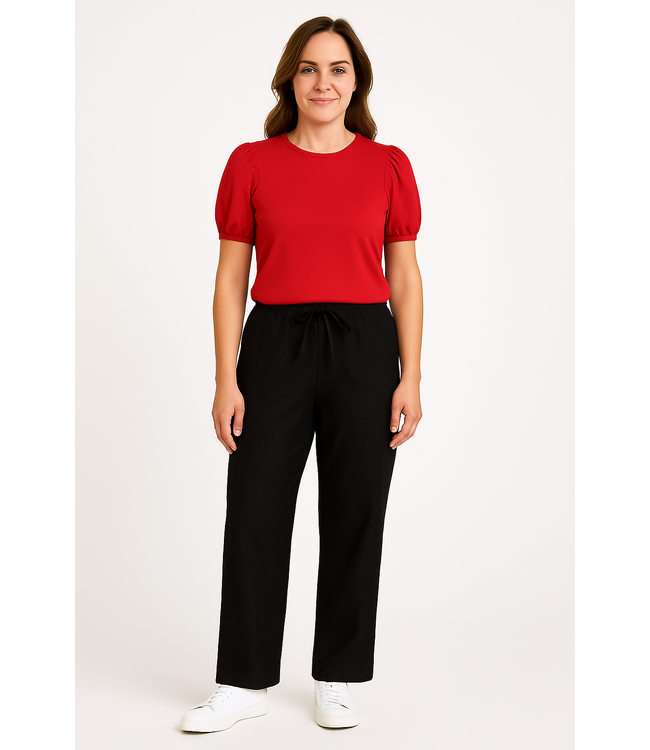 linnen broek dames "Lava" zwart - ENKELLENGTE