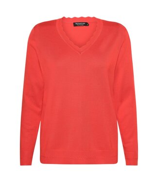 Signature dames pullover sier hals rood