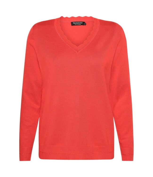 dames pullover sier hals rood