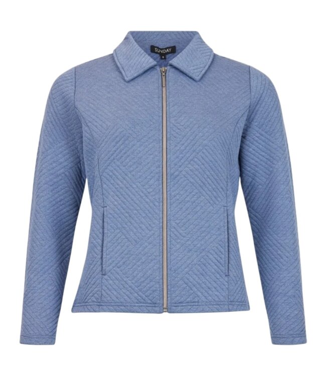 chique dames vest jasje met ritssluiting blauw Sunday