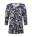 lang dames t- shirt met plooitjes en print marine