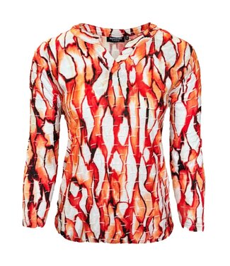 Signature dames blouson shirt marmer print rood (100% katoen)