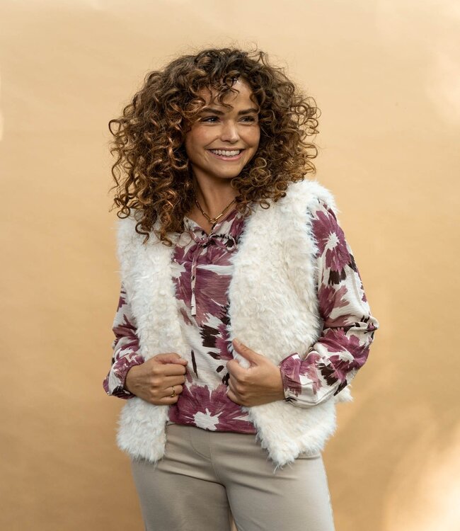 dames gilet Margriet faux- fur beige