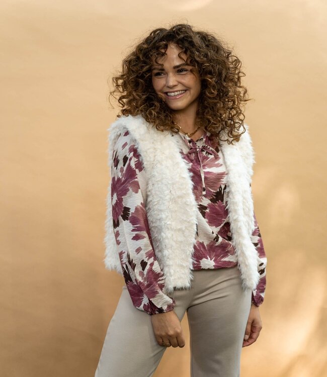 dames gilet Margriet faux- fur beige