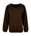 dames blouson pullover met boord effen bruin