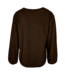 dames blouson pullover met boord effen bruin