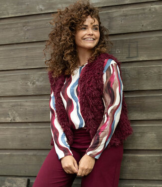 FOS - Amsterdam dames gilet Margriet faux- fur bordeaux