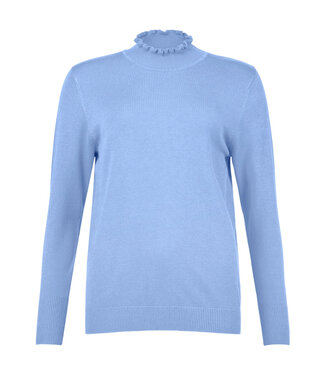 Sunday chique dames pullover turtleneck roesjes staalblauw