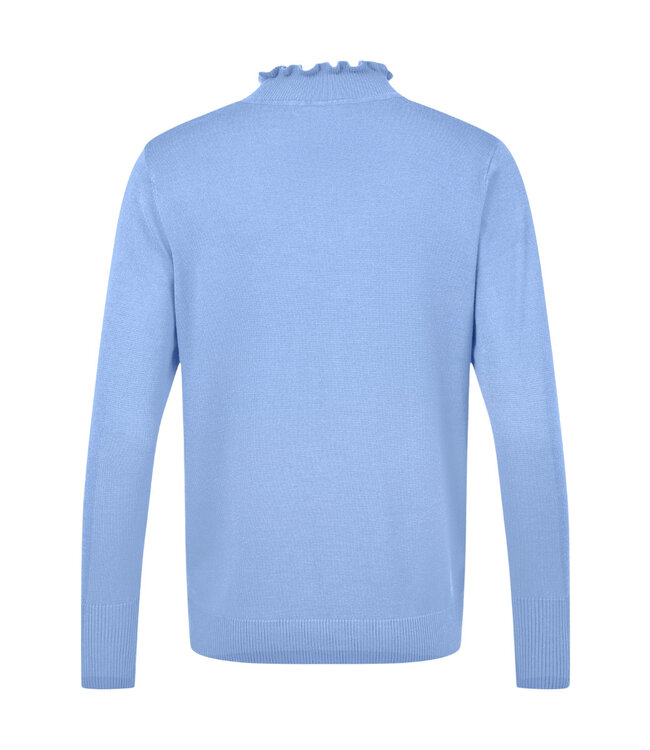 chique dames pullover turtleneck roesjes staalblauw