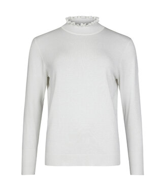Sunday chique dames pullover turtleneck roesjes wolwit