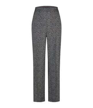 Navigazione flared stretch broek dames visgraat print grijs- zwart Navigazione